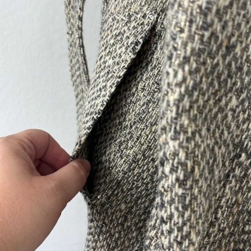 Burberry Metallic Tweed Gold Belted Trench Coat Jacket - Picture 8 of 15